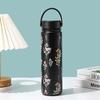 Tazza termica durevole in acciaio inossidabile 800ml Tazza da caffè stampata a fiori Borraccia a prova di perdite per Viaggi all'aperto Ufficio