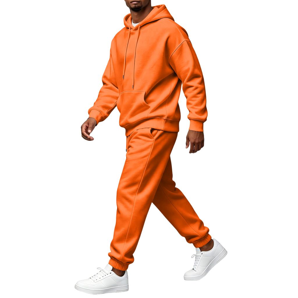 Men's Retro Hooded Two-Piece Set, Casual Athletic Outfit for Daily Wear