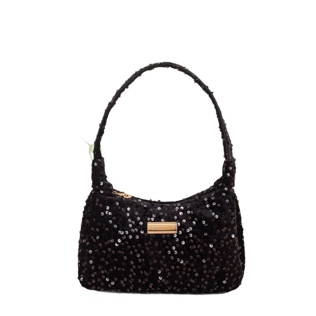 6 Colors Sequins Handbags Double Knot INS Solid Color Sequins Shoulder Bag Underarm Bag Phe Purse Evening Clutch Bags Handbag