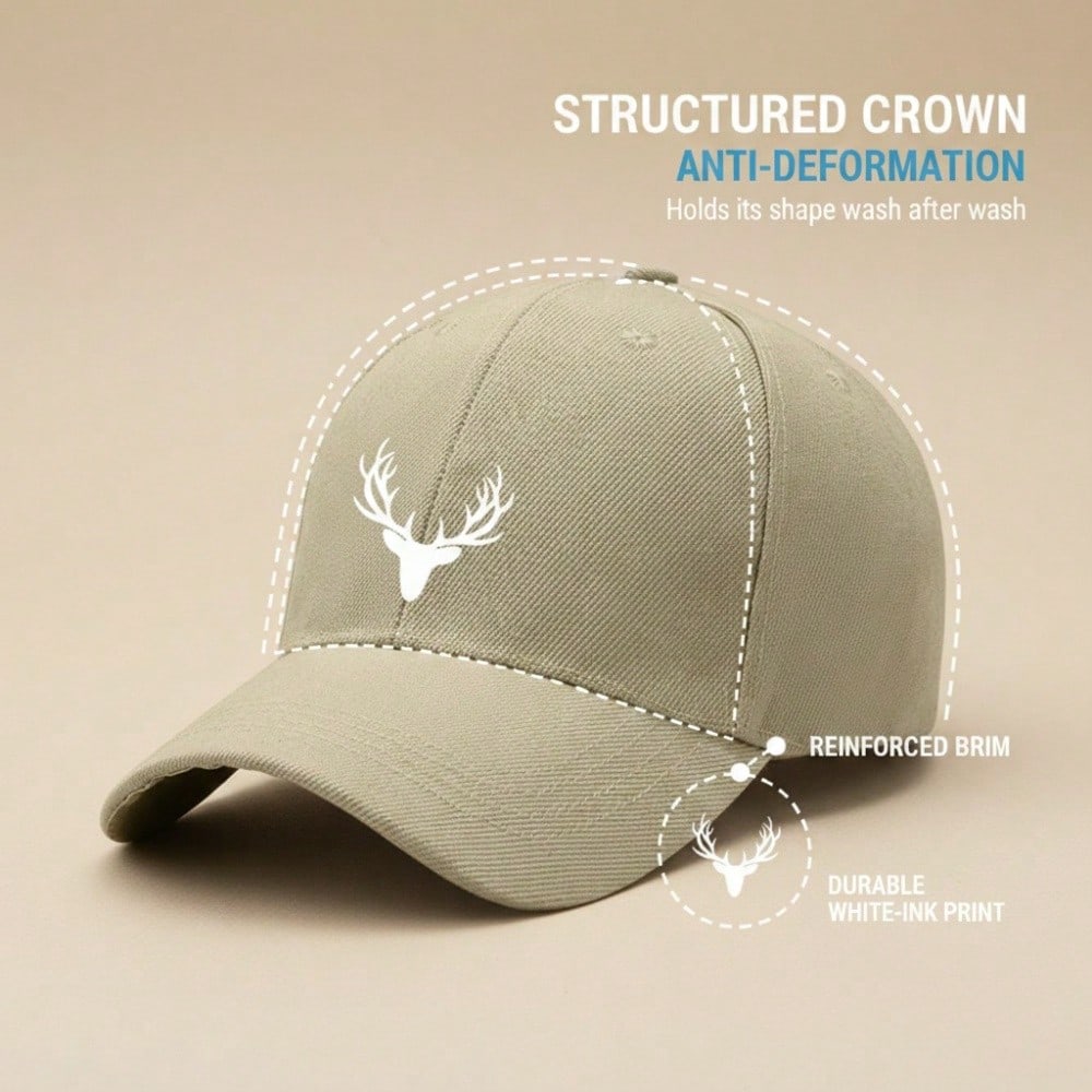 Outdoor Baseball Cap Unisex Deer Head Print Polyester Adjustable.Breathable Lightweight Curved Brim Casual Outdoor Sports Hunting Camping Baseball Hat
