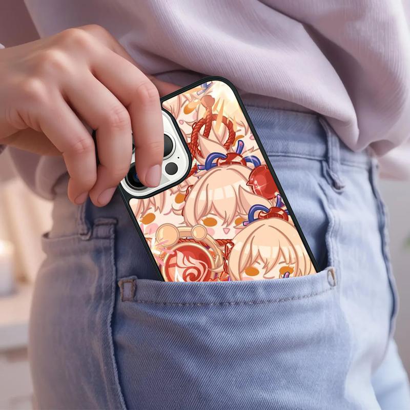 

Anime Genshin Impact Yoimiya Phone Case For iPhone 17 Air 15 16e 14 13 Pro Max Coque 12 11 Pro Max PLUS cover iPhone 12or12pro