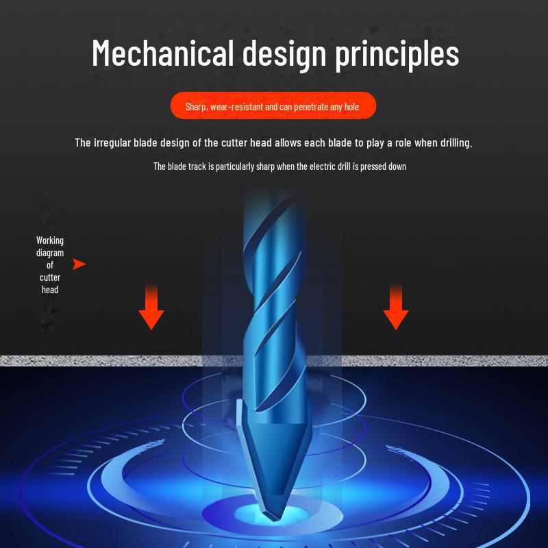 Burghiu elicoidal excentric din oțel tungsten pentru găurire rapidă în faianță și uz casnic