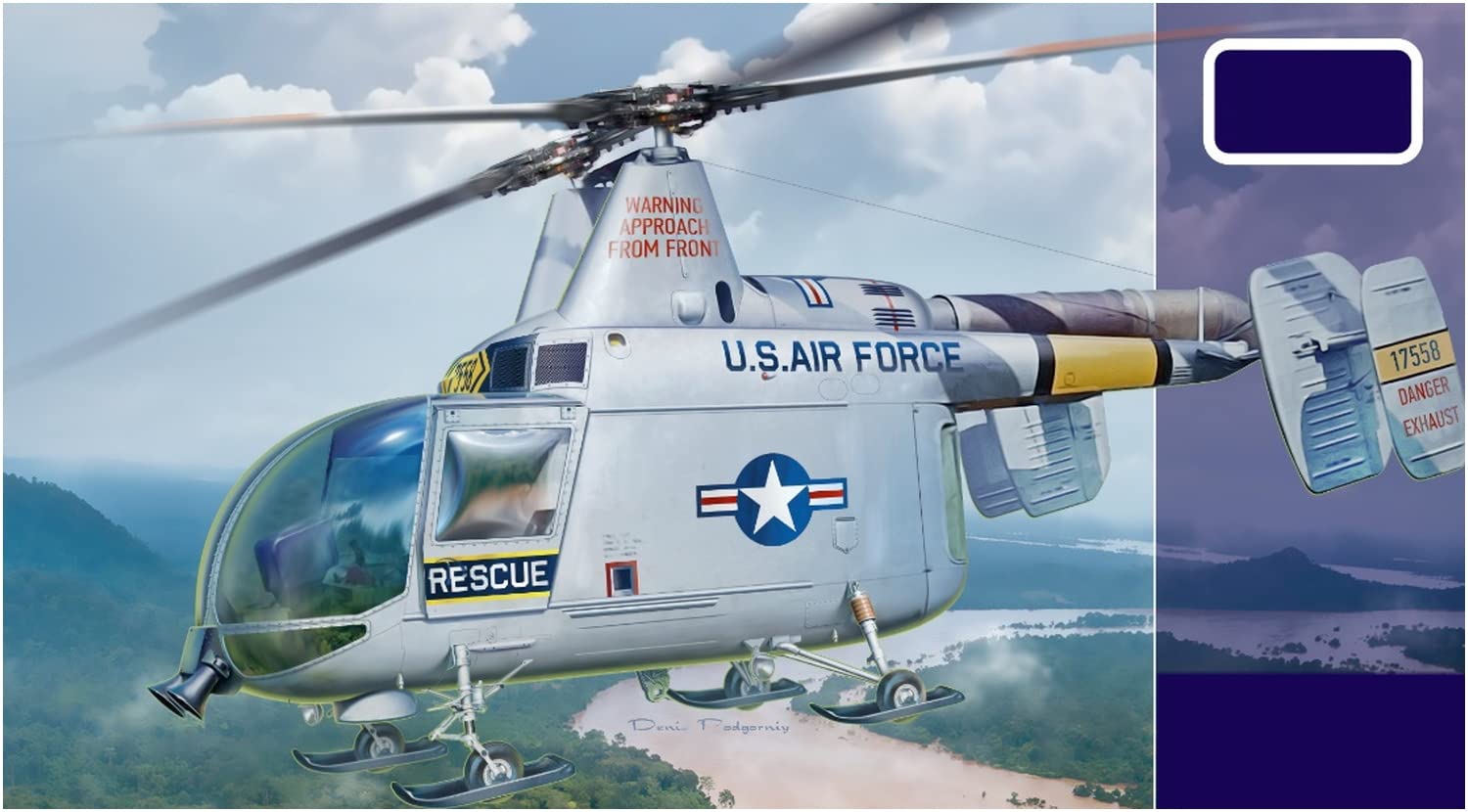 

Micromill scale US Air Force Kaman Husky plastic model kit molded in color 1/48 HH-43 (AMP brand) MKRAMP48-019,