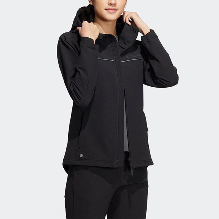 Adidas Sports Hooded Jacket Women Jackets Black IC7986