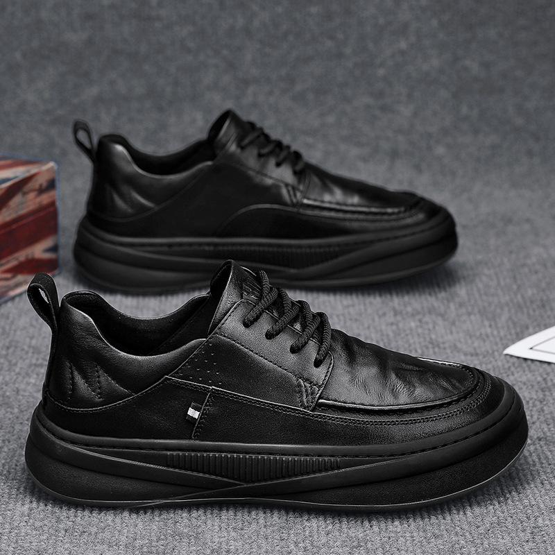 Black chef men s shoes winter non-slip waterproof work leather shoes men s casual soft sole long station 39
