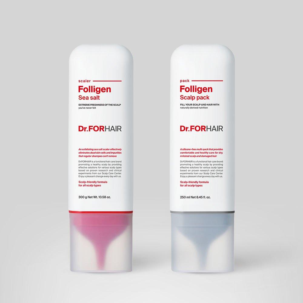 

[DR.FORHAIR] Скраб для кожи головы с морской солью 300 г + Маска для волос и кожи головы Polligen 250 мл