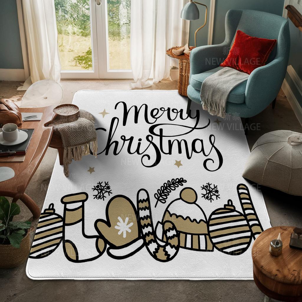 House Entrance Carpet Home Door Mat Living Room Bath Foot Bathroom Non-slip Water Absorption Rugs Bath Merry Christmas Winter