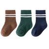 3pairs/lot Infant Boys Striped Socks Cotton Ribbed Stretch Mouthed Babies Boys Short Socks Newborn Toddler Boys Sporty Sock Pack