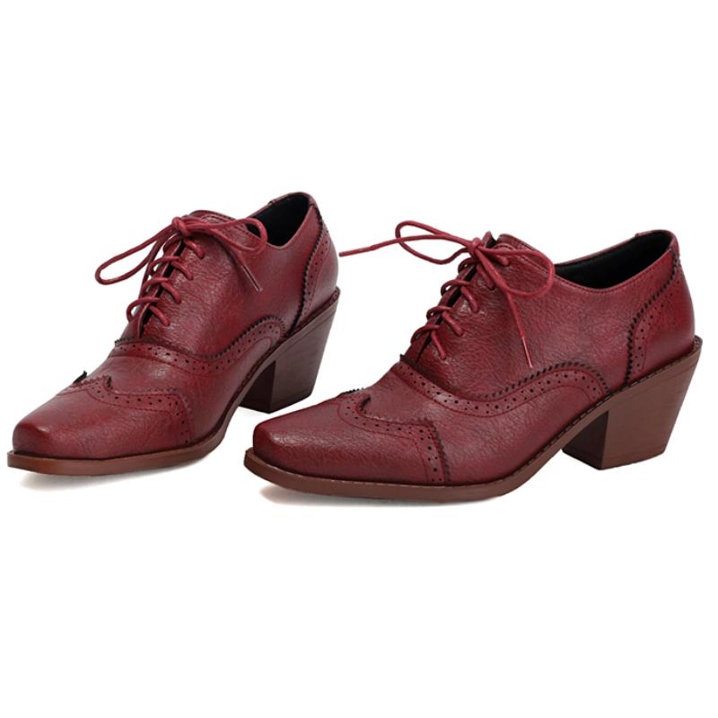 Vintage Slipper Schuhe Für Damen Mode Blockabsätze Rot Blau Schwarz Schnürpumps Schuhe Büroschuhe Damen Große Größe 45 48