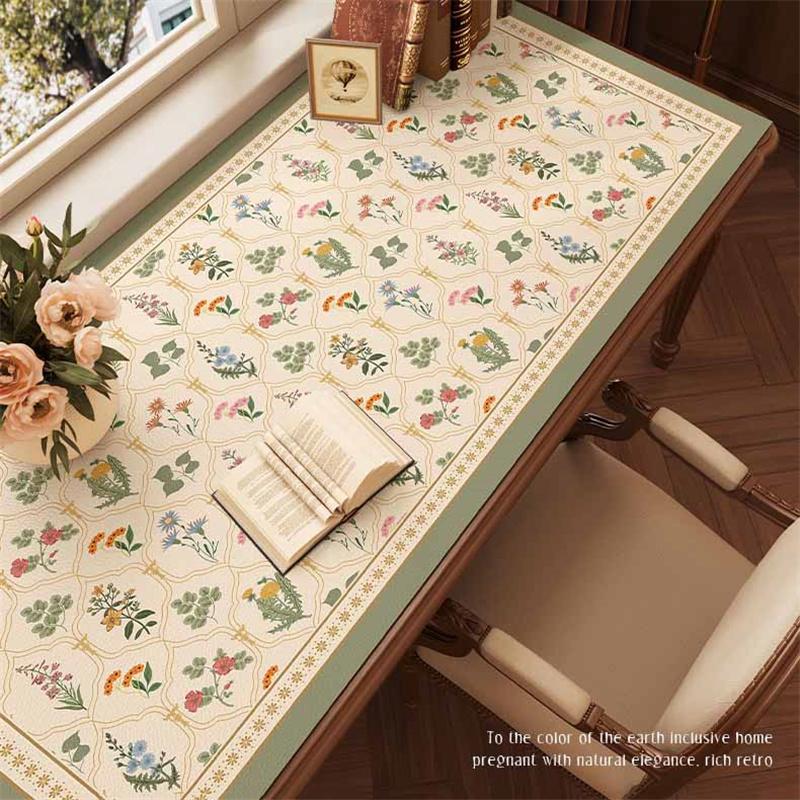 Leather Desk Mat Vintage Waterproof Desk Pad Non-Slip Cut To Size Writing Table Mat for Elegant Office & Gaming Setup