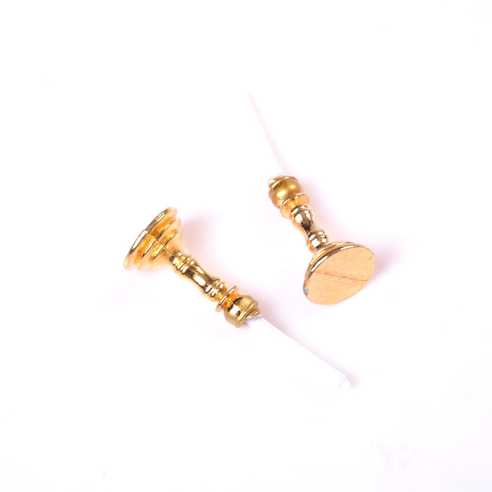 1  Pair Of 1:12 Dollhouse Miniature Candlesticks White Candles