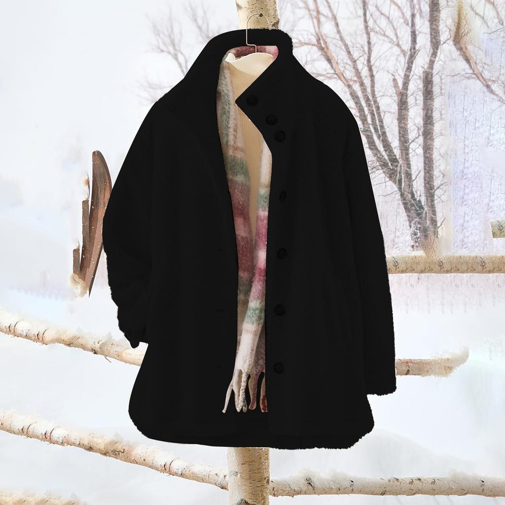 Women's Oversized Cardigan Sweatshirt With Button-Down Collar In Solid Color