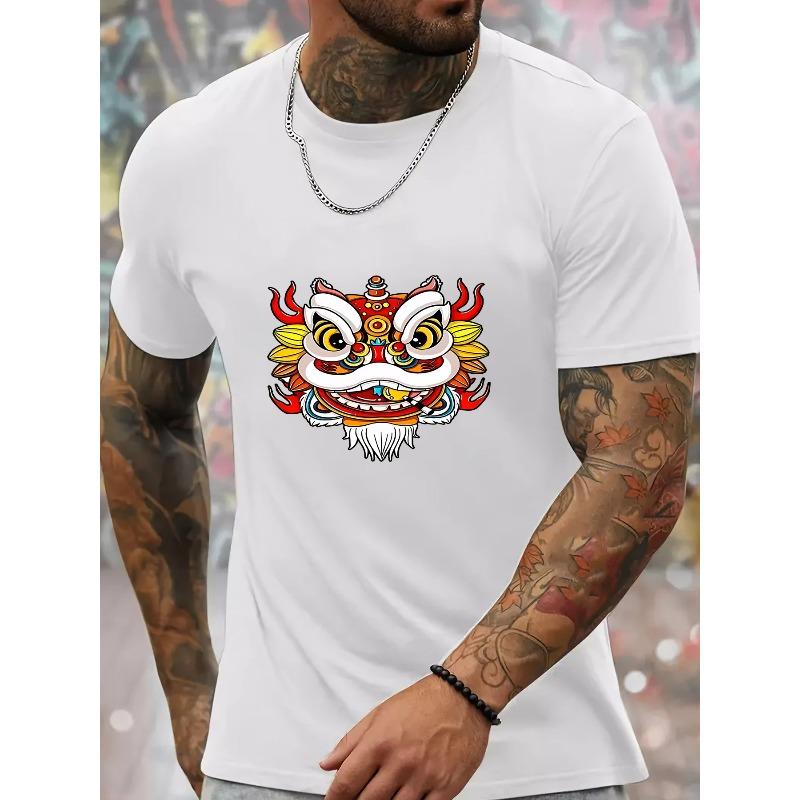 

European sizes Casual Trendy Summer Men s Fashion Pattern Print Short Sleeve T-Shirt 4XL білий