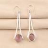 Natural Purple Cat's Eye Gemstone 925 Sterling Silver Handcrafted Earrings2.63" EE-136-36