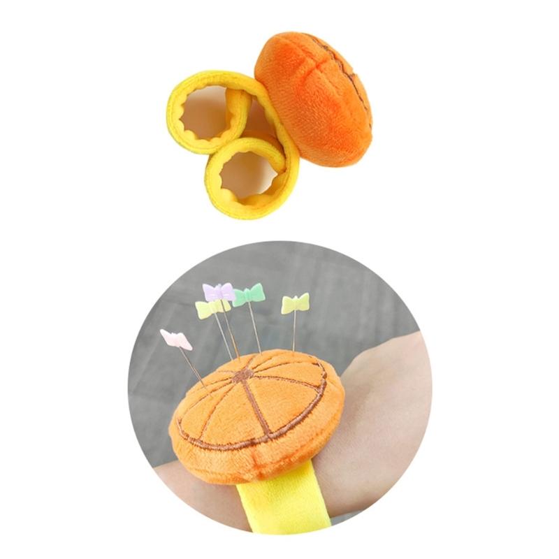Pin Cushion Holders Wrist Pin Cushions Cute Pineapple Lemon Shaped Pad with Circle Bracelet DIY Needlework