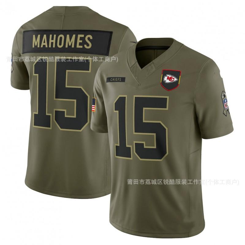 Kansas City Chiefs Patrick Mahomes 15 Haftowany Koszulka Piłkarska NFL Męska Ubranie Kibica