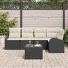 Garden Sofa Set with Cushions 6 pcs Black and White Poly Rattan
