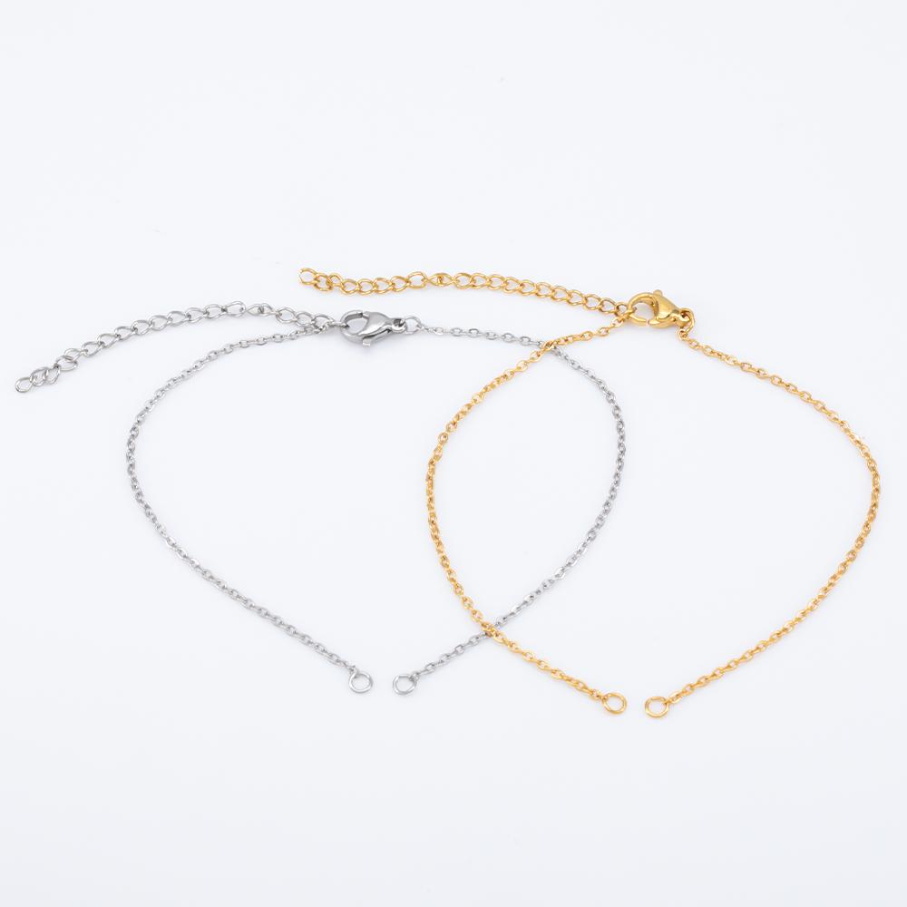 10pcs 5pcs Stainless Steel Bracelet Adjustable O Chain with Extension Chain Lobster Clasp DIY Bracelet Making Jewelry Findings