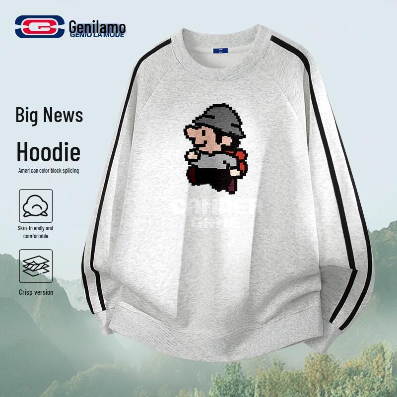 GENIOLAMODE Men s Color-Block Crew Neck Sweatshirt 2XL