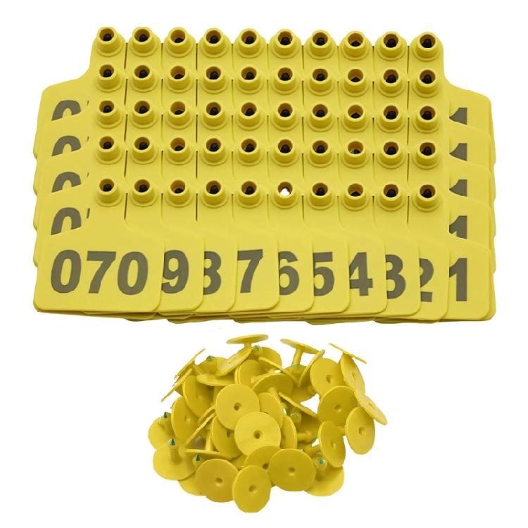 

100 Count Farm Animal Identification Markers Formed From Flexible Yet Strong Plastic Compound Best For Labeling Bovines Caprines And Swine жёлтый