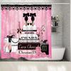 Fashion Luxury Girly Shower Curtain Pink Floral Black Perfume Shower Curtains Waterproof Polyester Fabric Shower Curtains for Bathroom Decor with 12