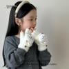 Girls' Winter Plush Rabbit Gloves: Warm, Touchscreen-Compatible, Half-Finger Flip-Top with Fleece Lining