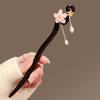 Sweet Romantic Style Cherry Blossom Ladies Wooden Hairpin High-end Ancient Style Tassel Cheongsam Hanfu Simple Hair Accessory