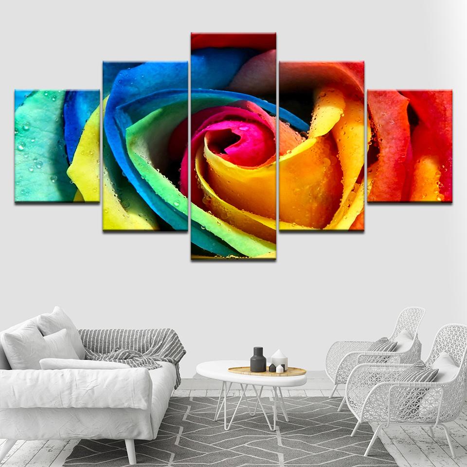 

The Rose of Many colors 5 Piece Wall Art Canvas Print modern Poster Modular art painting for Living Room Home Decor 20x35 20x45 20x55cm