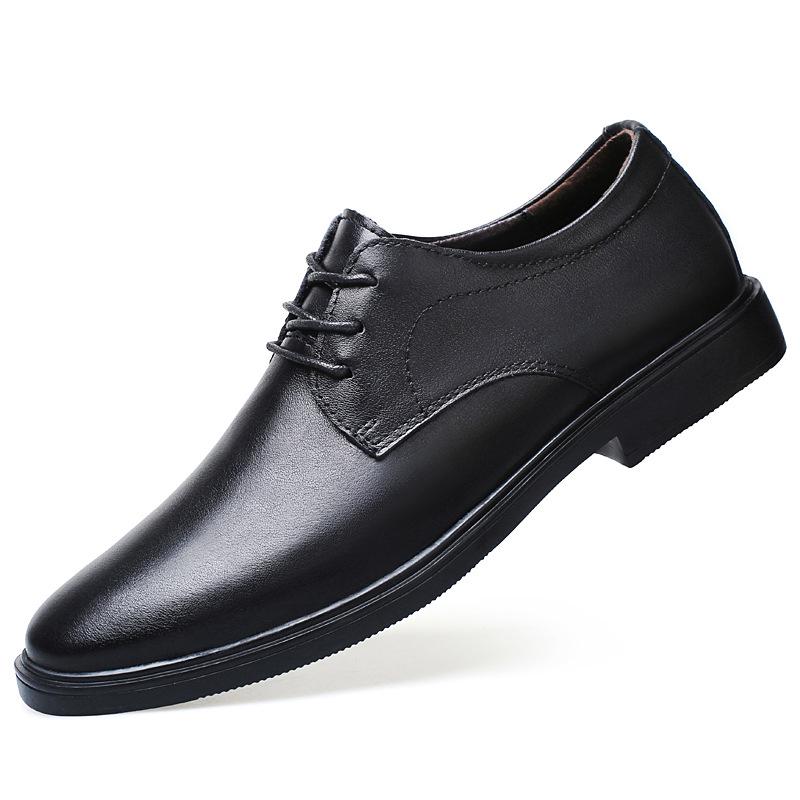 Men's Spring Leather Business Casual Lace-up Shoes - Trendy, Breathable, Cowhide