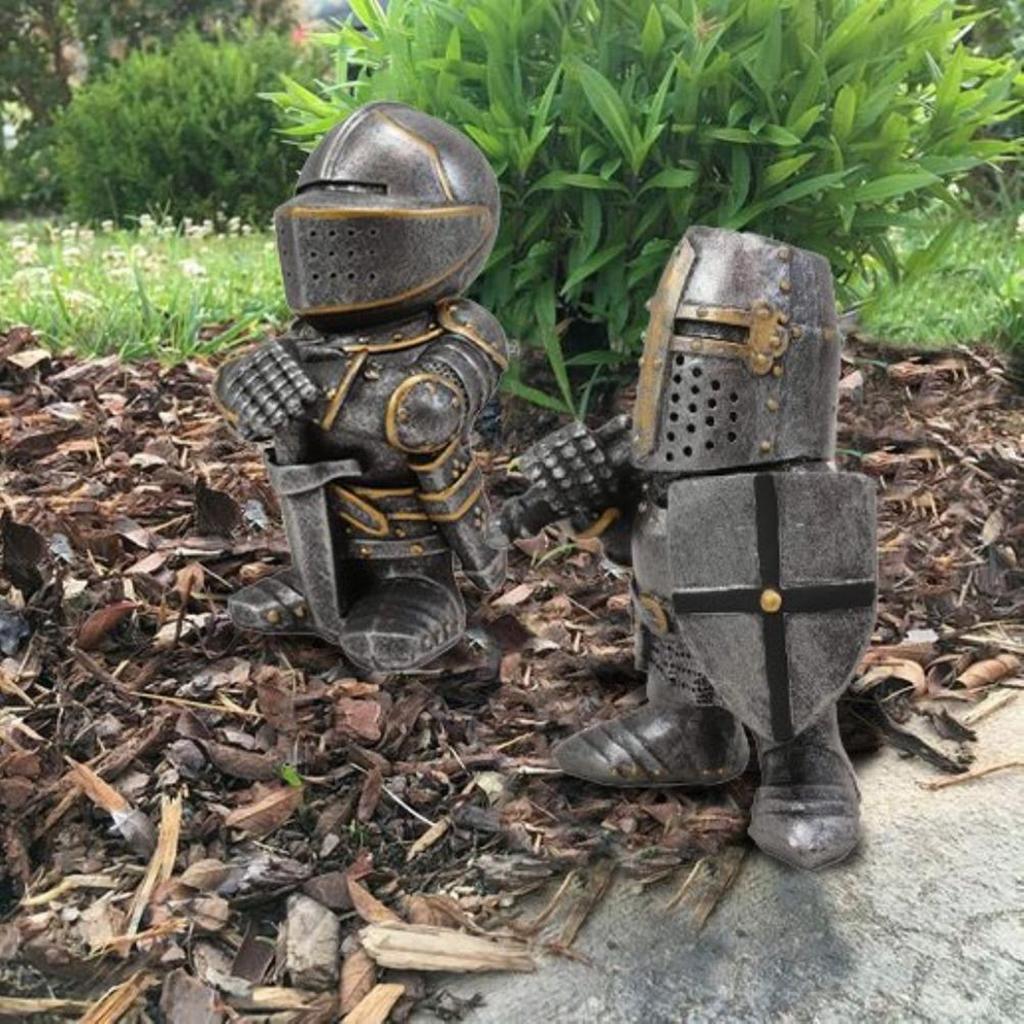 Garden Statue Knight Dwarf Guard Armor Miniature Knights Sculpture for Home Garden Decor