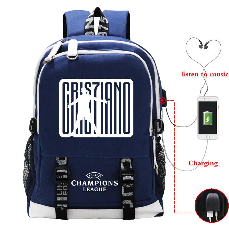 Football Player C Luo'S Peripheral Printed Primary And Secondary School Students Backpack Large-Capacity Leisure Travel Bag