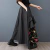 Plus Size High Waist Black Cotton Vintage Embroidery Floral Summer Casual Loose Long for Woman Skirts Womens Skirt