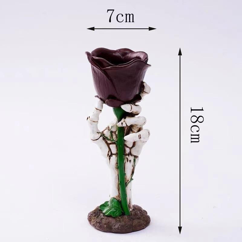 Skeleton Hand Rose Candlestick, Resin Gothic Statue, Personalized Style Sculpture, Home Desktop Ornament, Office Craftsmanship Statue