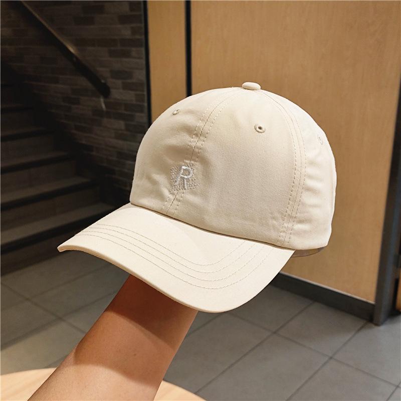 

Soft top baseball cap women s spring summer solid color versatile casual fashion street shot curved brim R cap Adjustable бежевый
