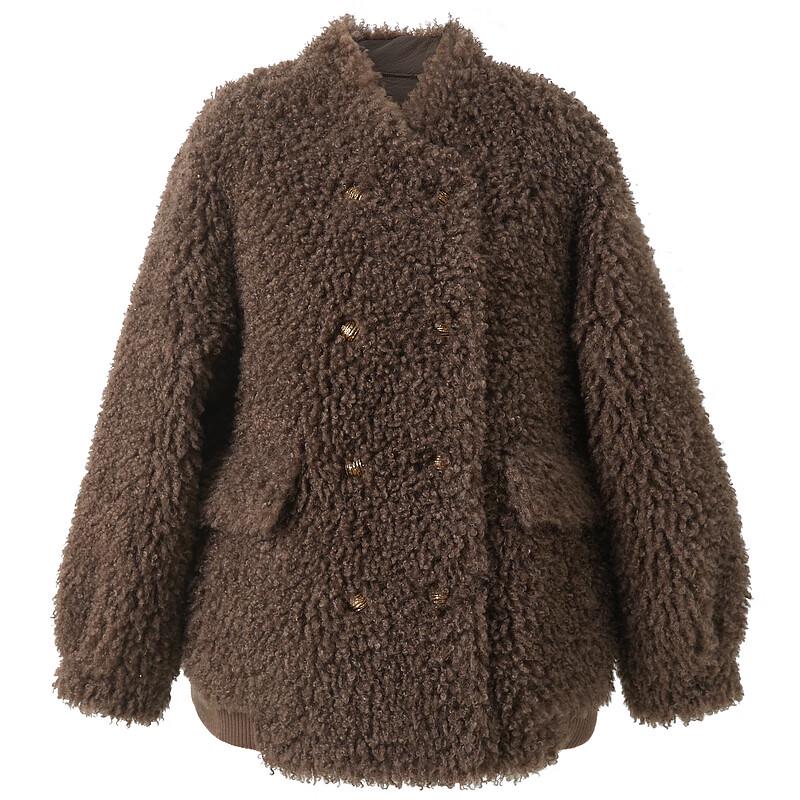 Sancai Women's Stand Collar Faux Fur Teddy Coat