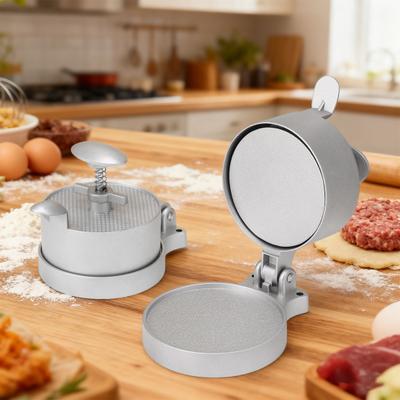 El Presli Burger Yapıcı Yapışmaz Yüzey Ayarlanabilir Kalınlık Önceden Baharatlanmış Dökme Alüminyum Alaşımlı Burger Makinesi
