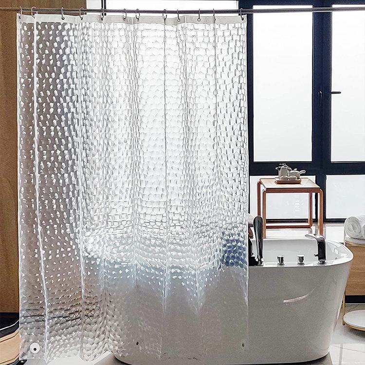 3D Printed PEVA Shower Curtain with Hooks – Thick, Waterproof, Mildew-Resistant Bathroom Partition