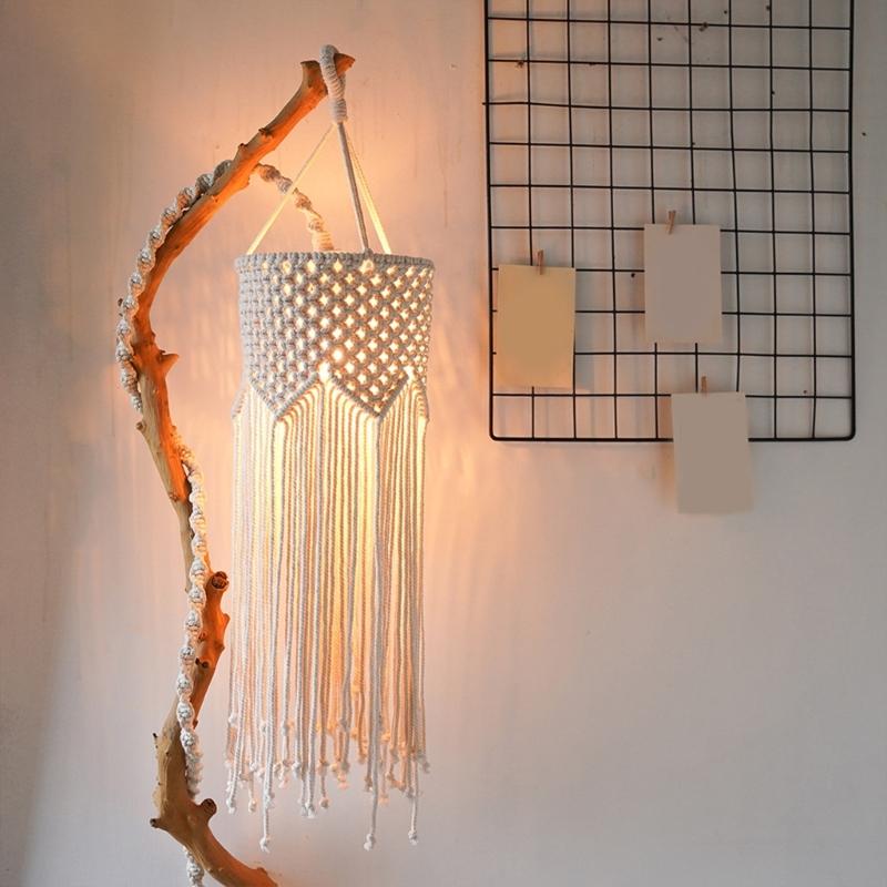 Chandelier Shade, Handmade Pendant Lighting Cover Lamp Shade, 25x55cm Cotton Hand Woven Pendant
