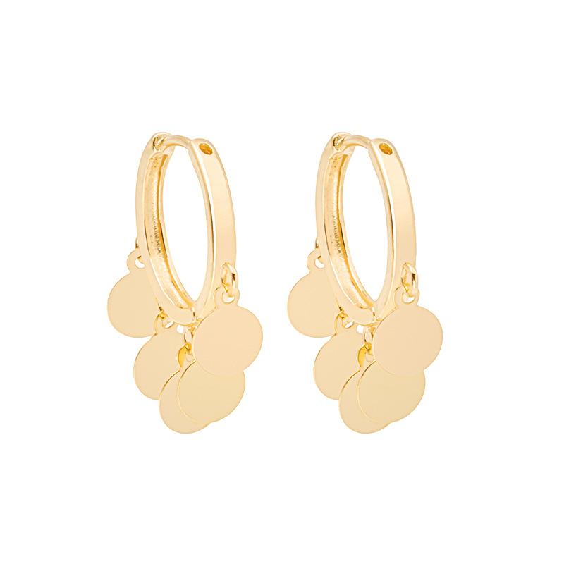 Metal Small Disc Fringed Circle Earrings Cold Wind Geometric Trendy Temperament Earrings