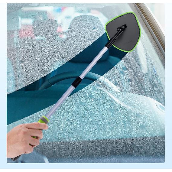 XINDELL Windshield Cleaner Tool – 360° Rotating Head With Extendable Handle, Velcro Microfiber Pads For Fast Stick & Peel, Dry/Wet Glass Cleaning