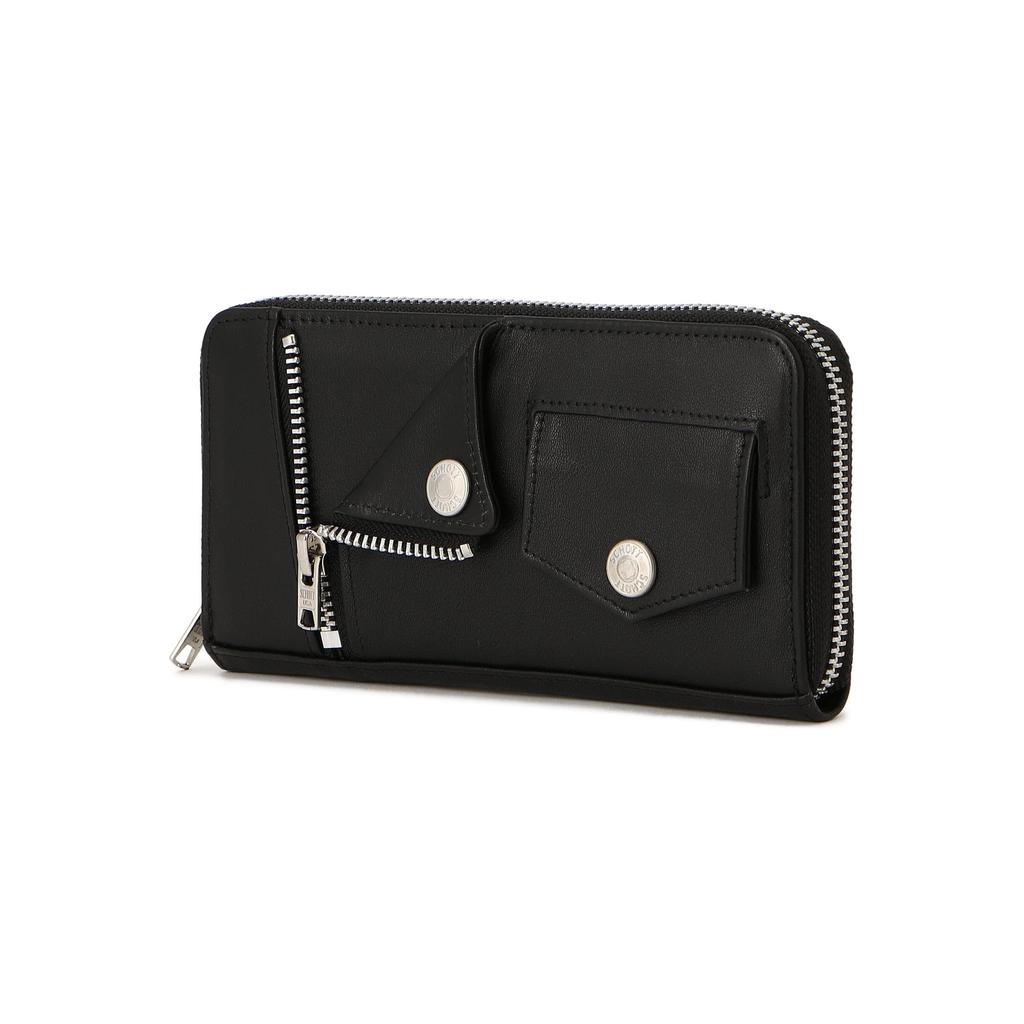 Schott NYC Men's Leather Riders Zip Wallet, Size 3129110, F 009 Black