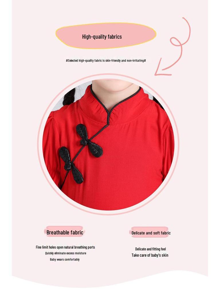 Summer Girls' Cheongsam Dress - Children's Fashion Princess Outfit in National Style