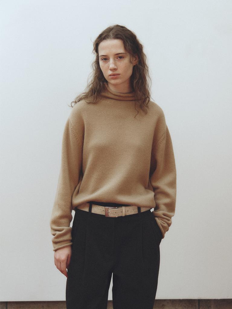 Reply Cashmere Blend High Neck Top_Camel