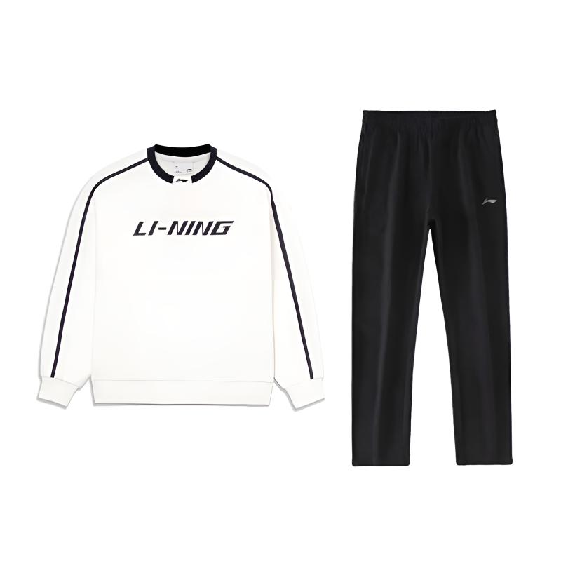 Li-Ning Letter Logo Printed Fashion Trendy Versatile Round Neck Pullover Long Sleeve Sweatshirt Casual Sports Suit Unisex Sweatshirt AWDU91-2-AKL81-1