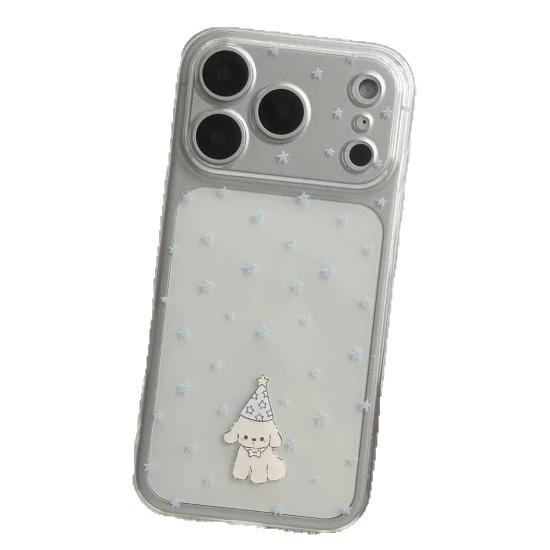 Blue Star Hat Puppy for Apple 17Promax Transparent Phone Case IP16 Space Case 15 Cute Soft