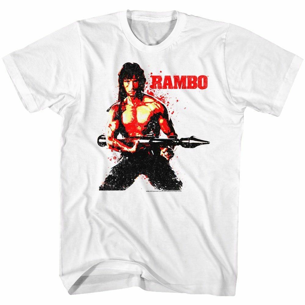 Rambo Red Rambo White Adult T-Shirt
