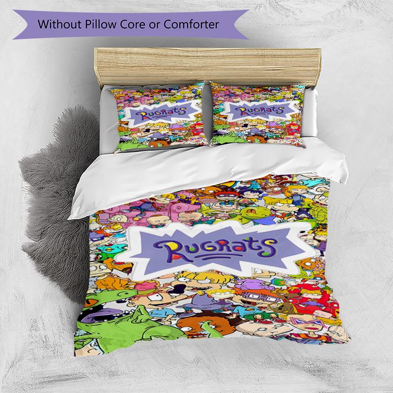 3pcs Rugrats in paris4 Design Cover Set - HD Printed Bedding with 1 Cover and 2 Pillowcases - Perfect for Home and Dorm Decor