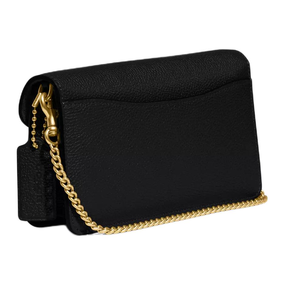 Coach Chain 20 Solid Color Snap Closure Chain Pebble Leather Shoulder Crossbody Clutch Bag Small Women Bags Black CE772-B4BK