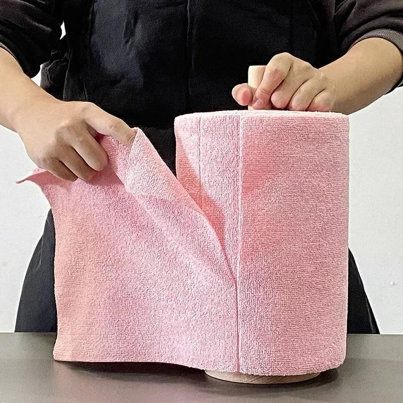 20pcs\roll Household Kitchen Cloth Microfiber Towel Rolls Reusable Cleaning Wipe Dish Rags Wash Paper Towel Replacement