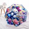 1pc Hello Kitty Fantasy Garden Automatic Folding Umbrella - Portable 3-Fold Design with 8-Bone Iron Frame, Perfect for Outdoor Use, Festive Gifts, Fan